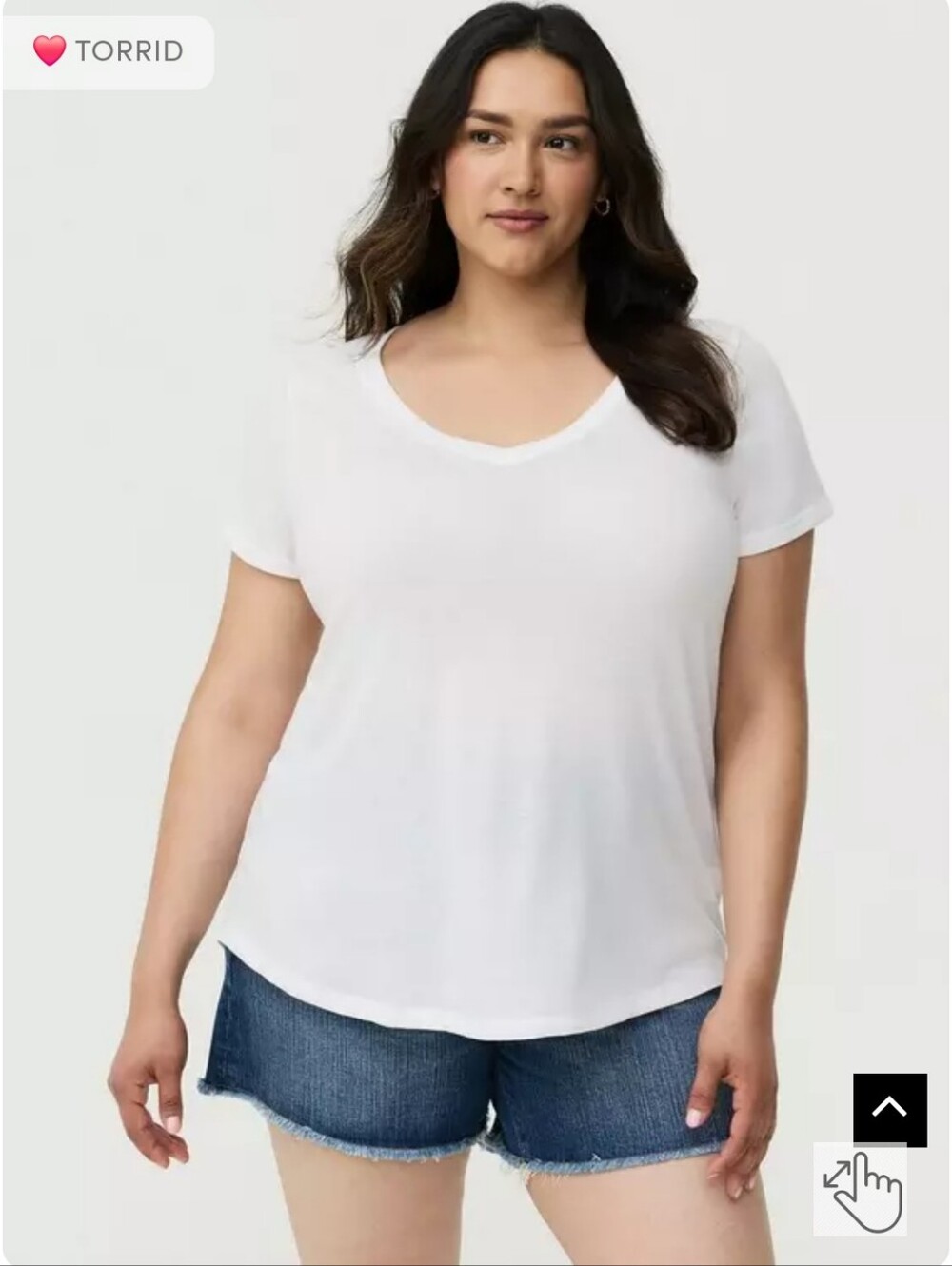 torrid White V Neck Short Sleeve Tee